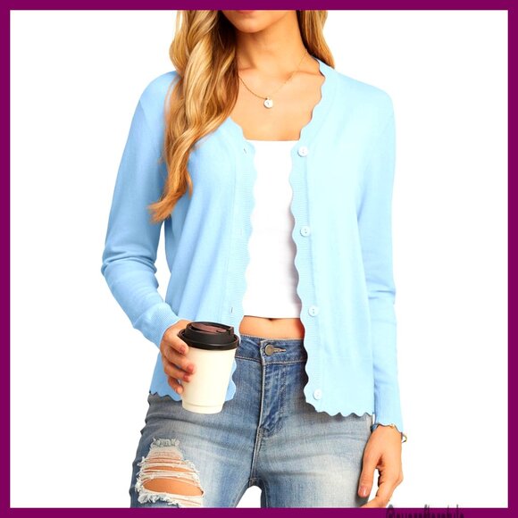 Long Sleeve V-Neck Button Cardigan Slim Fit Knit Sweater Machine Washable